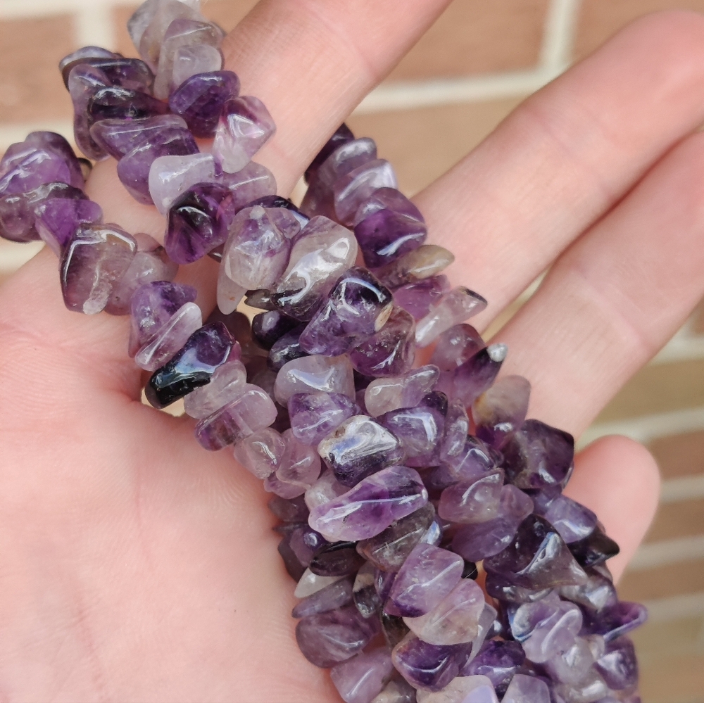 Vintage Heavy Long Amethyst Necklace - Picture 5 of 6